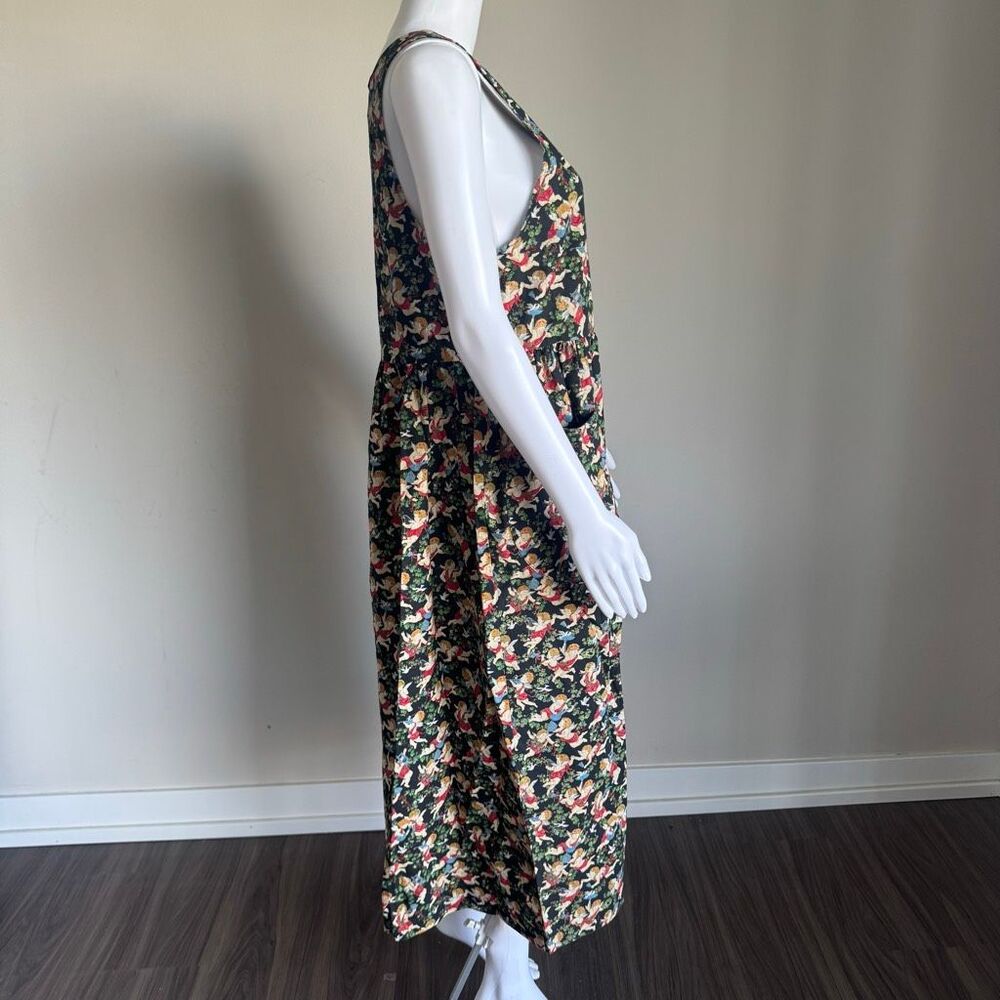 Vintage Cherub All Over Print Statement Cottage Core Dress With  Pockets Cotton - Picture 7 of 10